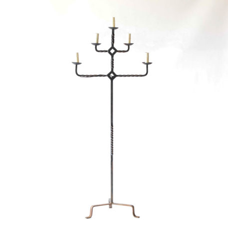 5 light rustic iron floor lamp with 3 levels