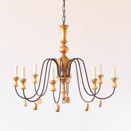 Gilt wood and iron fixture with 8 lights