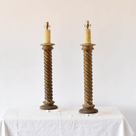 Pair of barley twist table lamps