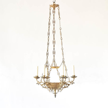 Antique bronze chandelier from Belgian church