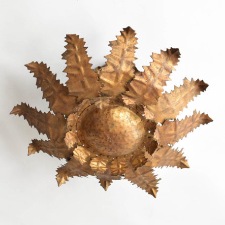 Vintage Spanish Iron Sun Form light with jagged leaves