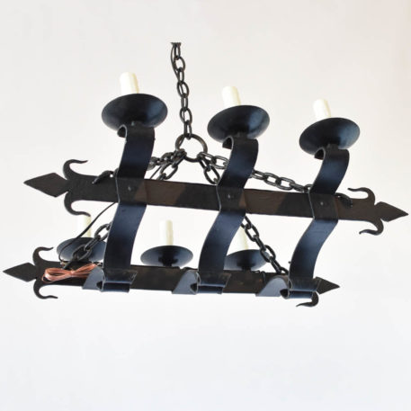 Vintage Iron chandelier from France with Fleur de Lis forged on the ends