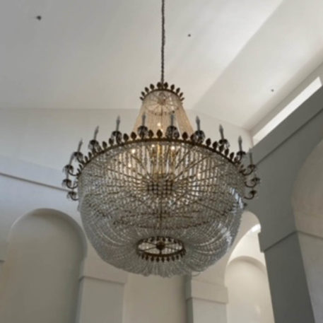 Monumental braonze and crystal sac a pearle chandelier from late 20 century