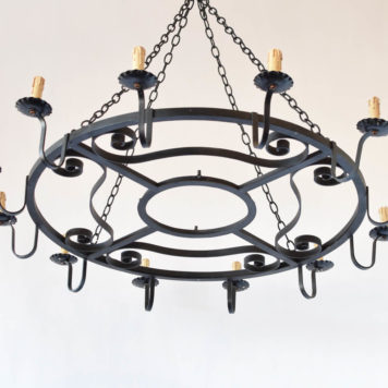 Large rustic iron chandelier from France