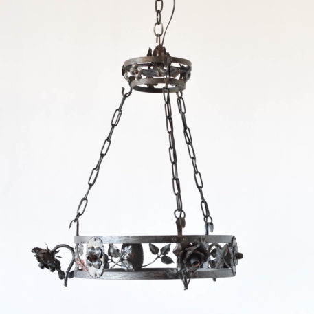 Antique French iron chandelier with hand forged details