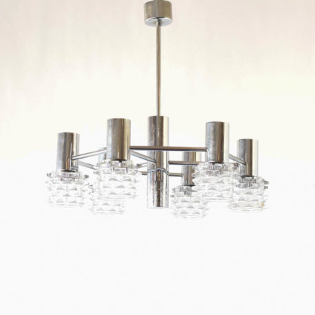 Vintage chrome chandelier in a midcentury design from Belgium