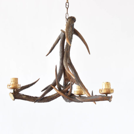 European red stag horn chandelier with 3 lights