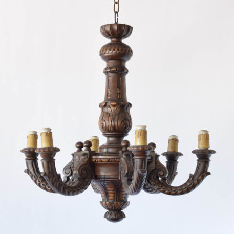 Vintage Carved wood chandelier from Belgium
