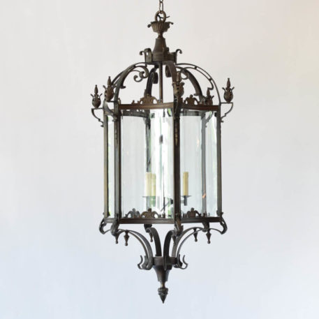Very large bronze lantern with curved glass on 6 sides