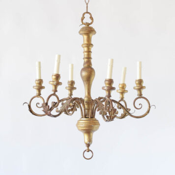 Vintage Italian Wood Chandelier with iron arms
