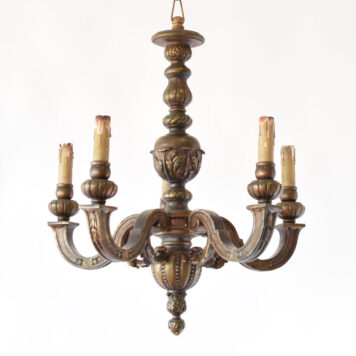Antique Plaster Chandelier in Carved Wood Style