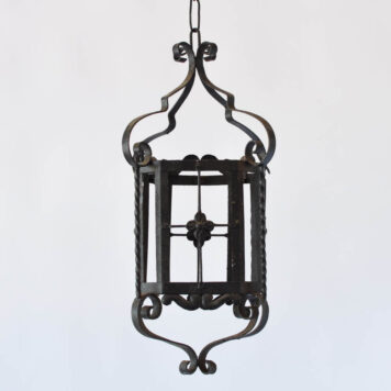 Vintage iron lantern from Spain with grid on four sides
