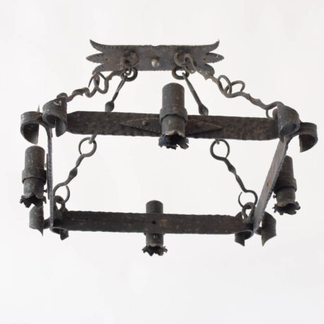 PAIR of vintage Spanish chandelier with hammered iron details