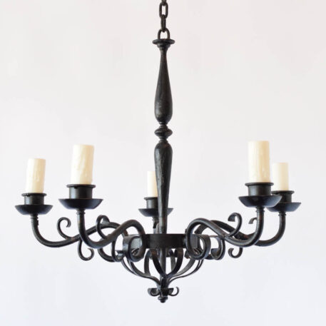 Vintage iron chandelier from Belgium with a typical Flemish design