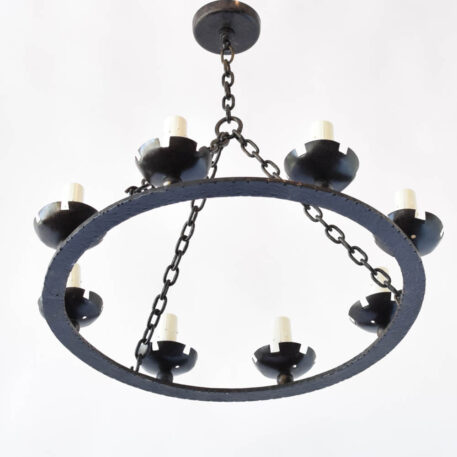 Hand forged iron ring chandelier from Belgium with 8 lights