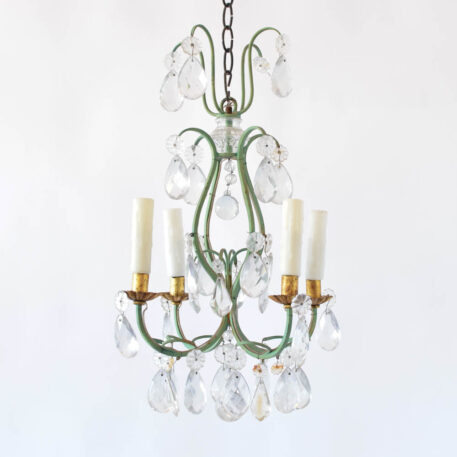 Vintage French iron chandellier with crystals