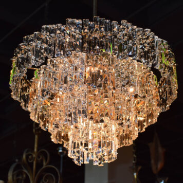 Vintage Kinkeldey chandelier with crystals that have waffle form