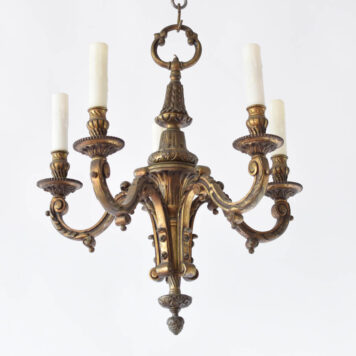 Vintage Spanish bronze chandelier with heavily casted arms