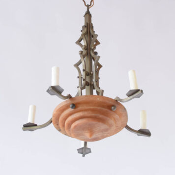 Art deco chandelier from France with alabaster bowl