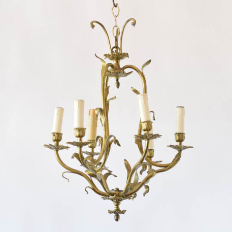 Vintage bronze chandelier from France with leafy cage form