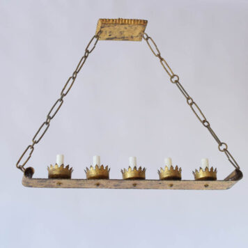 Vintage gilded iron chandelier from the Catalonia region of Spain