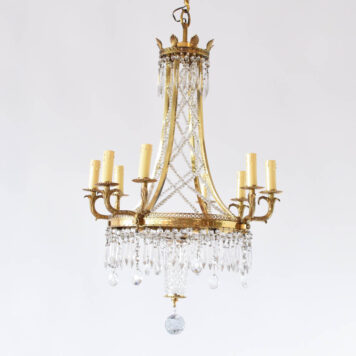 French brass and crystal chandelier