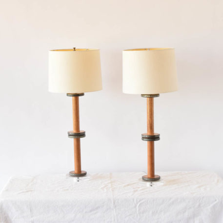Pair of vintage spool lamps