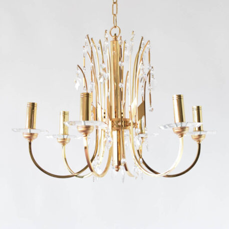 Vintage gold plated Hollywood Regency crystal chandelier