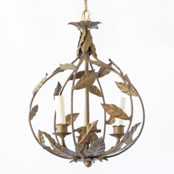 Vintage Spanish hall light with gilded leaves in a ball form