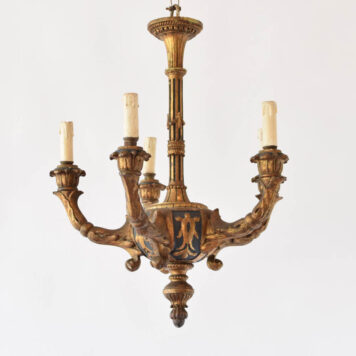 Gilded & Painted wood chandelier from Italy