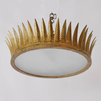 Spanish gilded iron ceiling light in the form of a crown