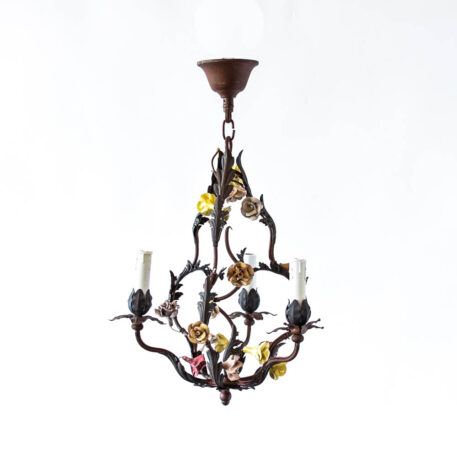 Three Light Porcelain Flower Chandelier