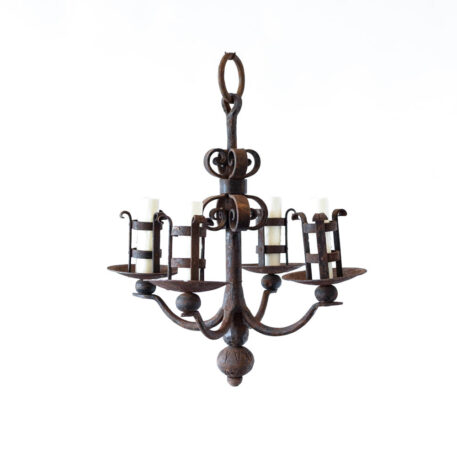 Four light heavy ball iron chandelier