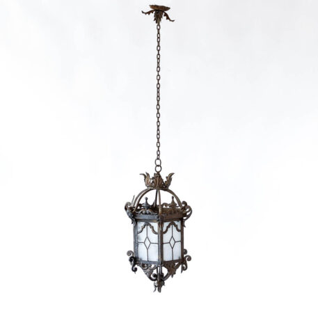 Long Chain Hexagonal Iron Lantern