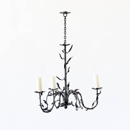 A simple 3 light silver leafy columns chandelier.