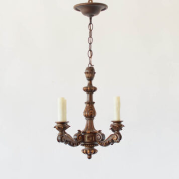 Small carved wood wooden chandelier hall light 4 lights decorative hand carved