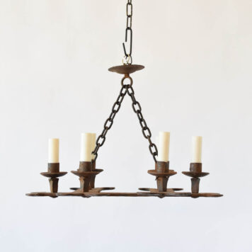 Heavy compact thick wrought iron rustic simple chandelier French style vintage