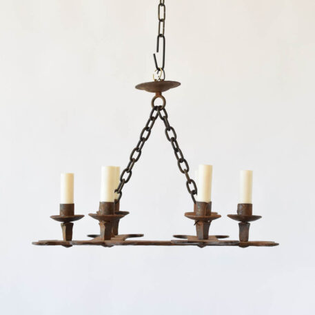 Heavy compact thick wrought iron rustic simple chandelier French style vintage