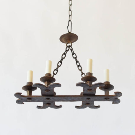 Heavy compact thick wrought iron rustic simple chandelier French style vintage elongated long chandelier