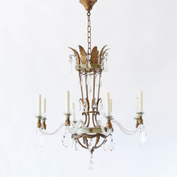 Beautiful Italian Empire Chandelier, Gilt and Glass Antique
