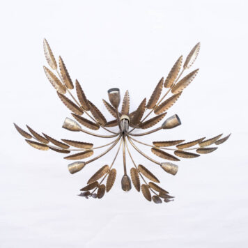C12884 6 light spanish gold leafy ceiling light from spain gilded pointy amazing beautiful flush mount vintage By The Big Chandelier Atlanta GA-0250