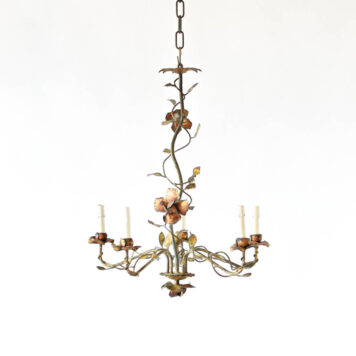 C12905 5 Lt Gilded Iron Chandelier with Roses and leaves vintage gold finish floral beautiful amazing Spanish from Spain By The Big Chandelier Atlanta GA-0009