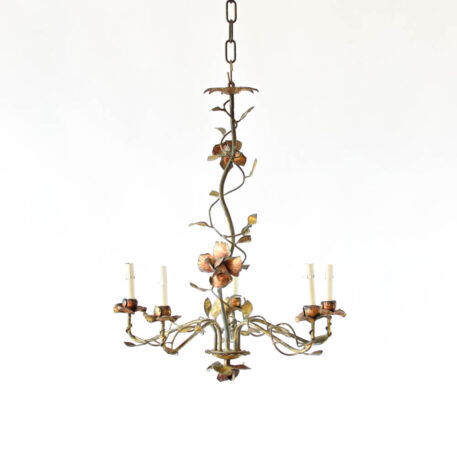 C12905 5 Lt Gilded Iron Chandelier with Roses and leaves vintage gold finish floral beautiful amazing Spanish from Spain By The Big Chandelier Atlanta GA-0009