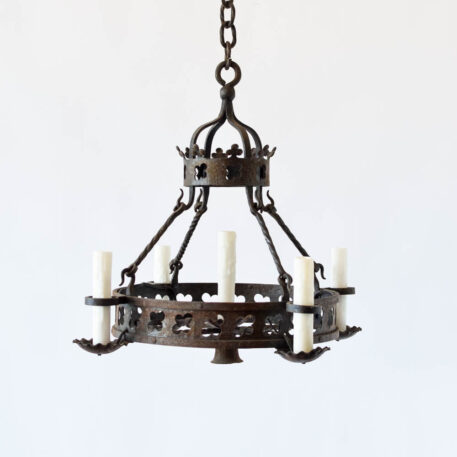 Antique Quatrefoil Iron Chandelier