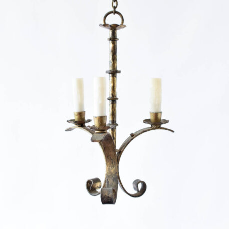 Elegant 3 Light simple gilded column chandelier.