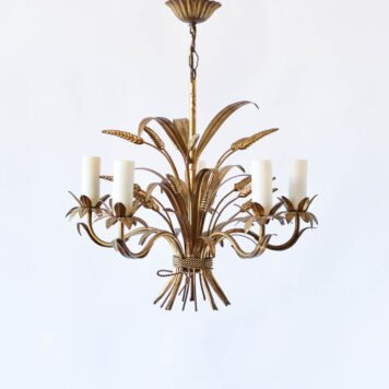 Elegant Gilded Wheat Sheaf 5 light chandelier.