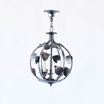 Silver leaf Orb Chandelier with 3 Lights