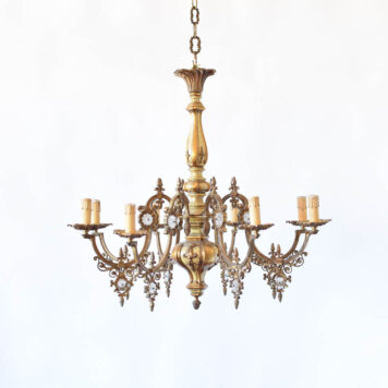 C12943 8 light wood chandelier with bronze arms with crystal elegant baroque antique vintage gilded fancy elegant amazing beautiful carved wood By The Big Chandelier