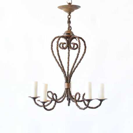 C12945 5 light Iron Rope Chandelier rustic, twisted iron scrolls wrought iron By The Big Chandelier Atlanta GA-0068