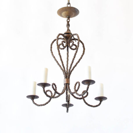 C12945 5 light Iron Rope Chandelier rustic, twisted iron scrolls wrought iron By The Big Chandelier Atlanta GA-0068